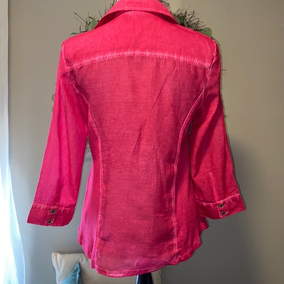 Style & Co. button down garment dyed semi sheer shirt NWOT Pink size PM - Picture 5 of 11